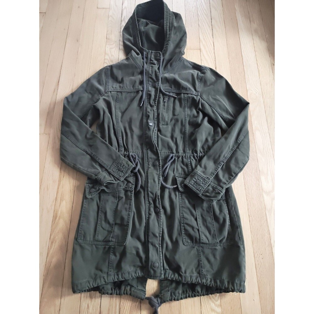 Abercrombie & Fitch Women's Hooded Parka Jacket Medium Green Cargo Utility Coat